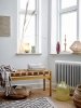 Bloomingville ROEL Dębowa Ławka z Materiałowym Siedziskiem / Brązowa